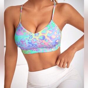 Colorful Leopard Print Sports Bra